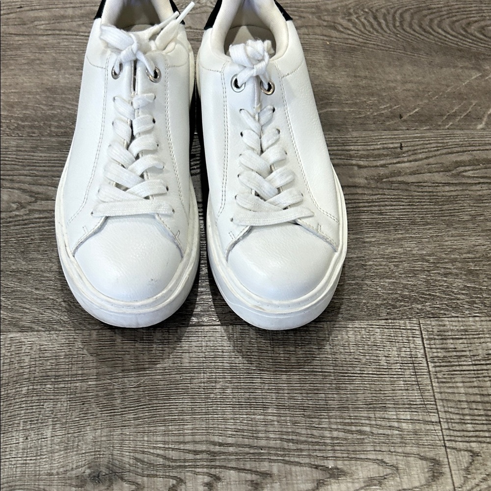 Steve Madden Catcher Platform White Sneakers with Black Accents